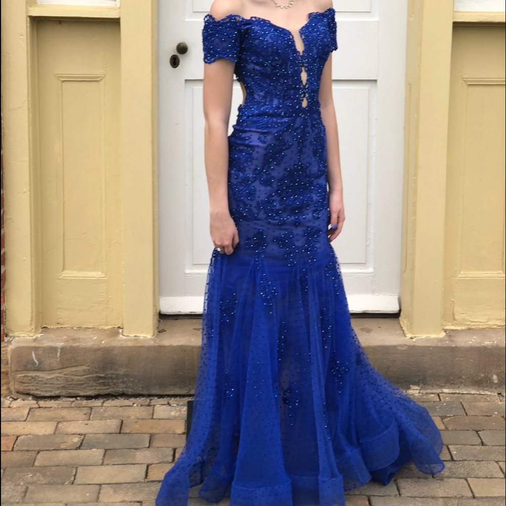 Stunning royal blue La Femme prom dress